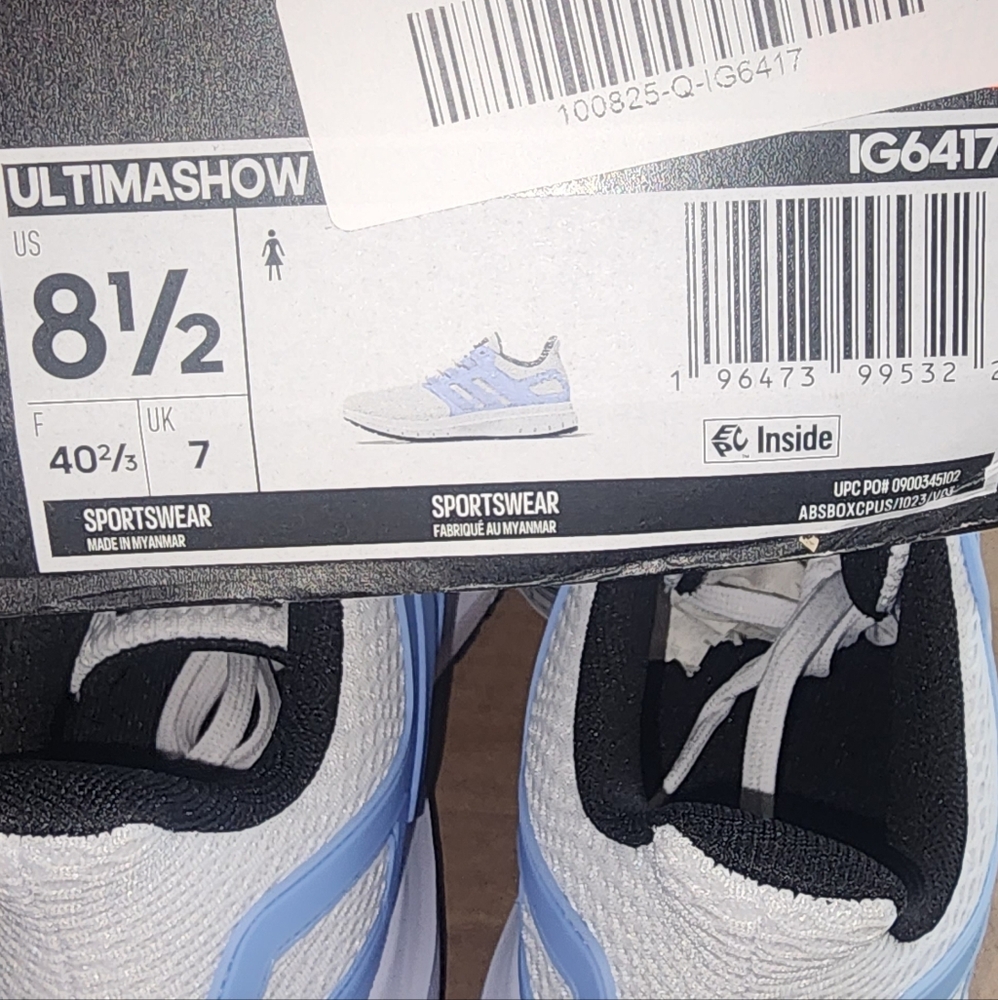 Womens Adidas White and Light Blue Ultima Show Running Shoes 8.5 - Picture 6 of 8